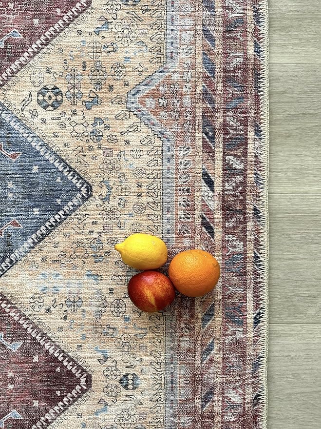 Fame Living Washable Area Rug. Modern Farmhouse. Vintage. Turkish. Bohemian. Distressed. Oriental. Traditional. Rugs for Living Room. Dining. Bedroom. Office. Entryway. Foyer. (863TT, 5' x 6'9")