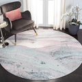 SAFAVIEH Glacier Collection Area Rug - 6'7" Round, Pink & Blue, Modern Abstract Design, Non-Shedding & Easy Care, Ideal for High Traffic Areas in Living Room, Bedroom (GLA126U)