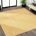 JONATHAN Y Haze Solid Low-Pile Mustard 9x9 Square Indoor Area Rug, Coastal,Bohemian,Minimalist,Classic, Easy-Cleaning for Living Room,Bedroom,Kitchen,Pet Friendly,Non-Shedding (SEU100B-9SQ)