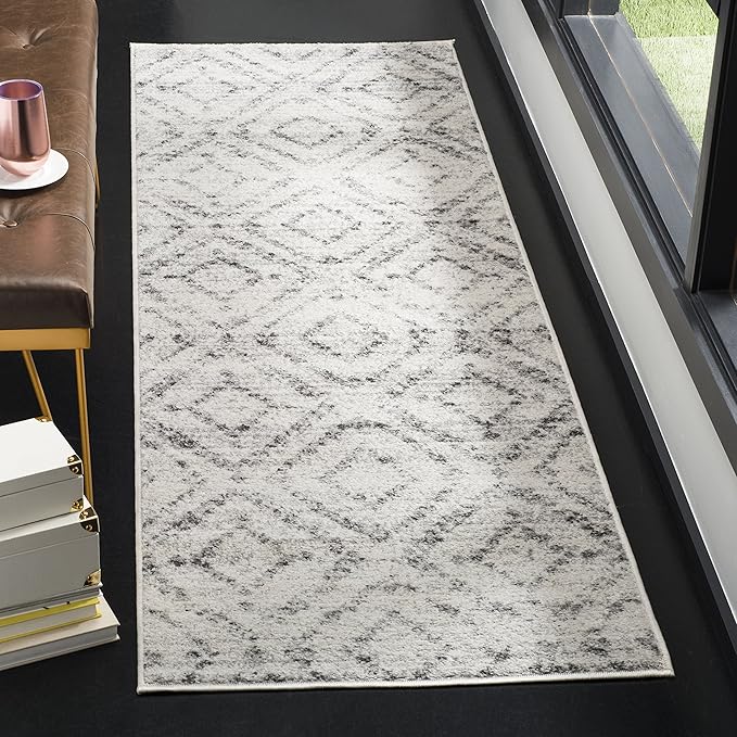 SAFAVIEH Adirondack Collection Runner Rug - 2'6" x 10', Light Grey & Grey, Modern Diamond Distressed Design, Non-Shedding & Easy Care, Ideal for High Traffic Areas in Living Room, Bedroom (ADR131C)