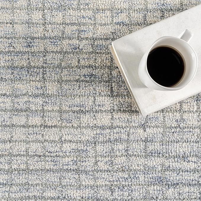 Rugs USA Melrose Light Blue/Ivory, 9'6" x 13'6", Handmade, Wool & Cotton, Soft and Cozy, High Traffic, Stain Resistant, Easy Clean, Durable Area Rug for Bedroom, Living Room, Dining Space, Entryway