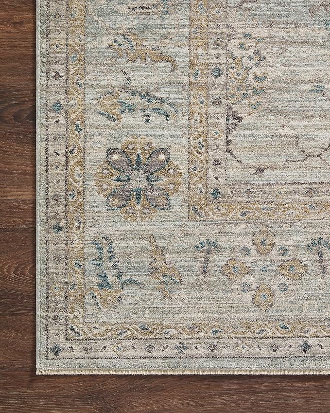 Loloi Magnolia Home by Joanna Gaines Millie Collection MIE-02 Sky/Gold 3'-6" x 5'-6", .25" Pile Height, Accent Rug