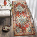 SAFAVIEH Monaco Collection Runner Rug - 2'2" x 20', Orange & Light Blue, Boho Chic Medallion Distressed Design, Non-Shedding & Easy Care, Ideal for High Traffic Areas in Living Room, Bedroom (MNC243H)
