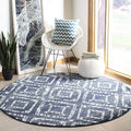 SAFAVIEH Adirondack Collection 6' Round Navy/Ivory ADR131N Modern Diamond Distressed Non-Shedding Dining Room Entryway Foyer Living Room Bedroom Area Rug