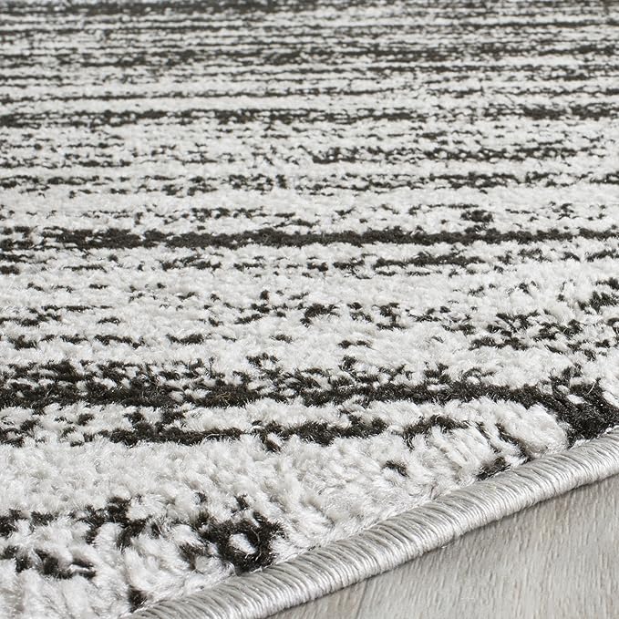 SAFAVIEH Adirondack Collection Area Rug - 6' Round, Silver & Black, Modern Ombre Design, Non Shedding & Easy to Clean, Ideal for Living Room, Bedroom, Office, Dining Space (ADR113A)