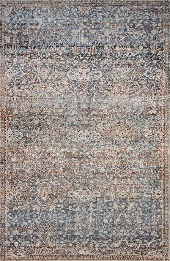 Loloi Chris Loves Julia Jules Collection JUL-06 Denim/Spice 2'-6'' x 9'-6'', .13" Pile Height, Runner Rug