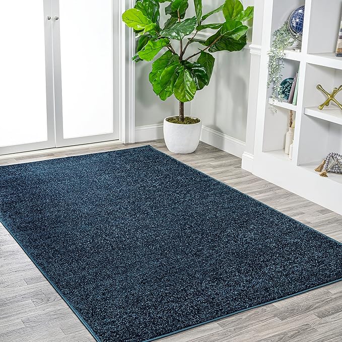 JONATHAN Y Haze Solid Low-Pile Navy Indoor Area Rug 6x9, Coastal,Bohemian,Minimalist,Classic, Easy-Cleaning for Living Room,Bedroom,Kitchen,Pet Friendly,Non-Shedding (SEU100C-6)