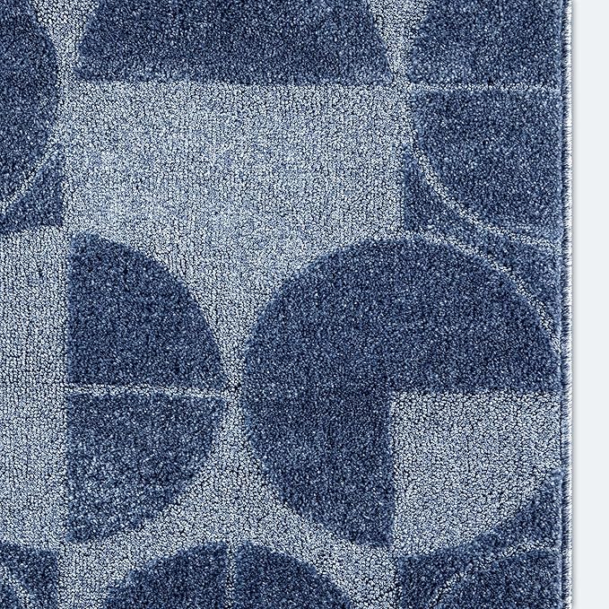 Well Woven Custom Size Hallway & Stair Runner- Harlow Harmony Blue 27 Inches Wide x 21 Feet Long Runner (27" x 21') Runner Rug - Modern Geometric Pattern, Ultra-Soft, Easy-Clean