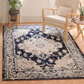SAFAVIEH Monaco Collection Area Rug - 8' x 10', Ivory & Navy, Boho Chic Medallion Distressed Design, Non-Shedding & Easy Care, Ideal for High Traffic Areas in Living Room, Bedroom (MNC243C)
