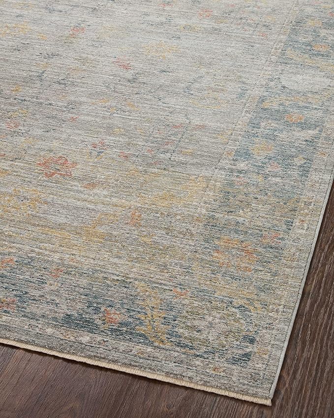 Loloi Magnolia Home by Joanna Gaines Millie Collection MIE-04 Slate/Multi 2'-7" x 8'-0", .25" Pile Height, Runner Rug
