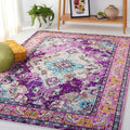 SAFAVIEH Monaco Collection Area Rug - 5'1" x 7'7", Violet & Light Blue, Boho Chic Medallion Distressed Design, Non-Shedding & Easy Care, Ideal for High Traffic Areas in Living Room, Bedroom (MNC243L)