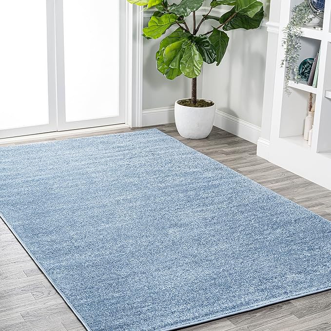 JONATHAN Y Haze Solid Low-Pile Classic Blue Indoor Area Rug 9x12, Coastal,Bohemian,Minimalist,Classic, Easy-Cleaning for Living Room,Bedroom,Kitchen,Pet Friendly,Non-Shedding (SEU100F-9)