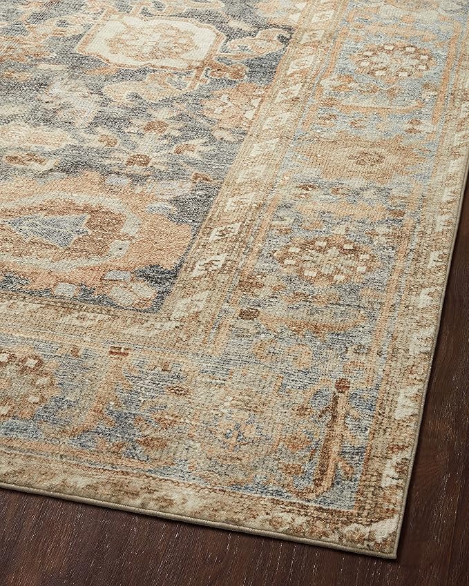 Loloi Margot Collection MAT-03 Ocean/Spice 2'-3" x 3'-9" Accent Rug feat. CloudPile, No-Shed Easy Clean Large Patterned Area Rug for Living Room, Bedroom, Dining Area