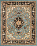Well Woven Barclay Collection Medallion Kashan Light Blue 6x9 Area Rug - for Living Room, Bedroom, and Dining Room