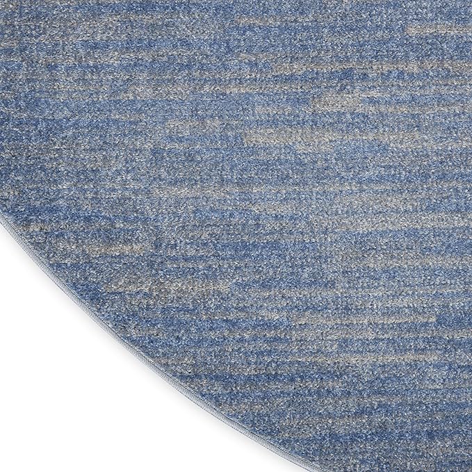 Nourison Home Nourison Essentials Blue Grey 8' x Round Area Rug - Easy Clean, Non Shedding, Bed Room, Living Room, Dining Room, Kitchen (8' x Round)