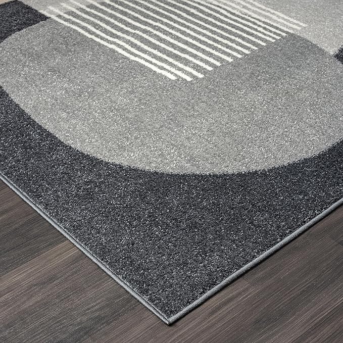 Abani Deco Collection Area Rug - Grey Minimalist Design -4' x 6' - Easy to Clean - Durable for Kids and Pets - Non-Shedding - Medium Pile - Soft Feel - for Living Room, Bedroom & Office