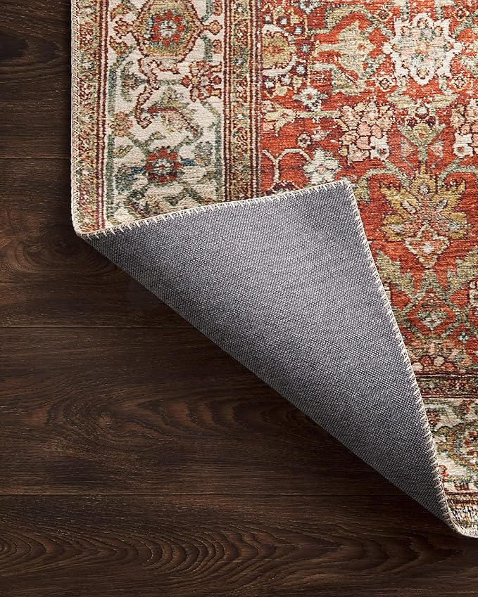 Loloi Layla Collection LAY-05 Ocean/Multi 2'-6" x 7'-6" .13" Thick Runner Rug, Soft, Durable, Vintage Inspired, Distressed, Low Pile, Non-Shedding, Easy Clean, Printed, Living Room Rug