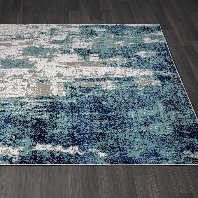 LUXE WEAVERS Modern Abstract Art Light Blue 2x7 Area Rug