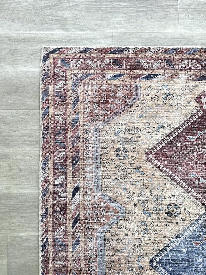 Fame Living Washable Area Rug. Modern Farmhouse. Vintage. Turkish. Bohemian. Distressed. Oriental. Traditional. Rugs for Living Room. Dining. Bedroom. Office. Entryway. Foyer. (863TT, 2'5" x 4'9")