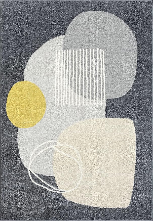 Abani Deco Collection Area Rug - Grey Minimalist Design -7'9" x 10'2"(8'x10') - Easy to Clean - Durable for Kids and Pets - Non-Shedding - Medium Pile - Soft Feel - for Living Room, Bedroom & Office