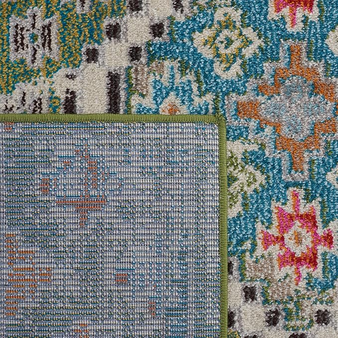 SAFAVIEH Madison Collection Area Rug - 9' x 12', Green & Beige, Boho Diamond Distressed Design, Non-Shedding & Easy Care, Ideal for High Traffic Areas in Living Room, Bedroom (MAD418Y)