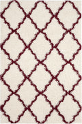SAFAVIEH Dallas Shag Collection Area Rug - 6' x 9', Ivory & Red, Trellis Design, Non-Shedding & Easy Care, 1.5-inch Thick Ideal for High Traffic Areas in Living Room, Bedroom (SGD257R)