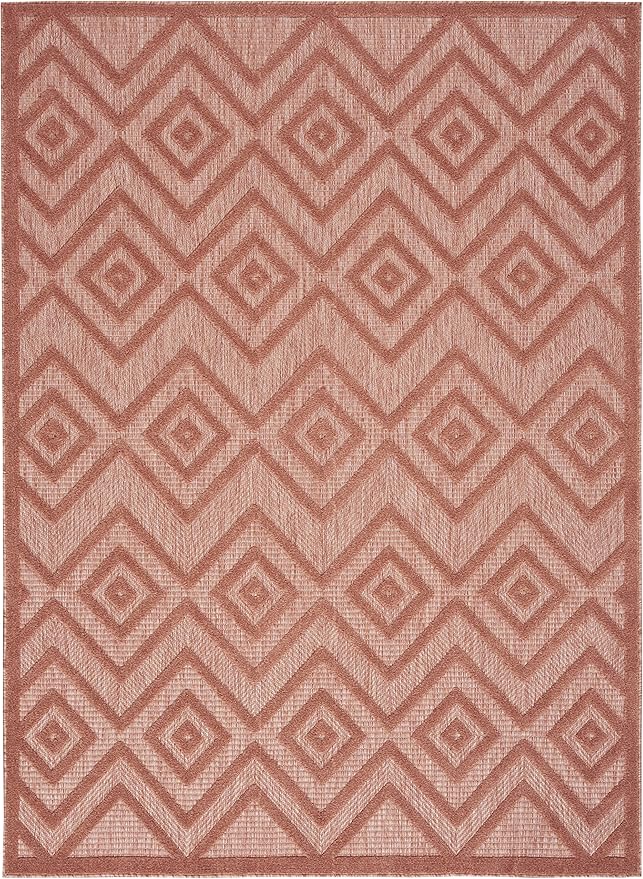 Nourison Home Versatile Coral Orange 5' x 7' Area Rug - Easy Clean, Non Shedding, Bed Room, Living Room, Dining Room, Kitchen (5' x 7')