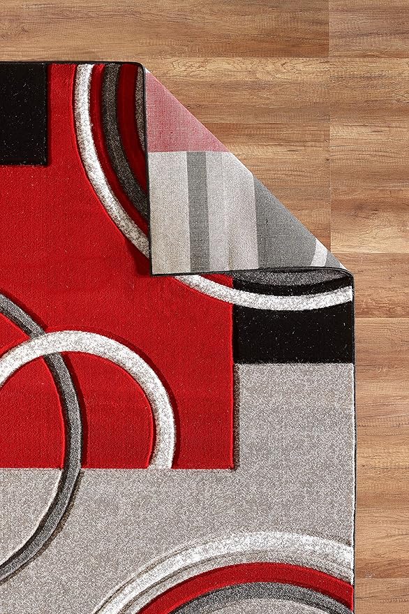 GLORY RUGS Area Rug Modern 8x10 Red Soft Hand Carved Contemporary Floor Carpet with Premium Fluffy Texture for Indoor Living Dining Room and Bedroom Area