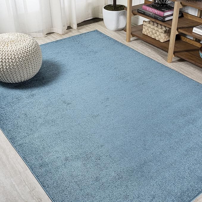 Eyely UES100H-9 Supersoft Haze Solid Low-Pile Indoor Area Rug Casual;Contemporary;Solid;Traditional, Bedroom, Kitchen, Living Room, Easy-Cleaning, Non-Shedding, 9 X 12, Turquoise