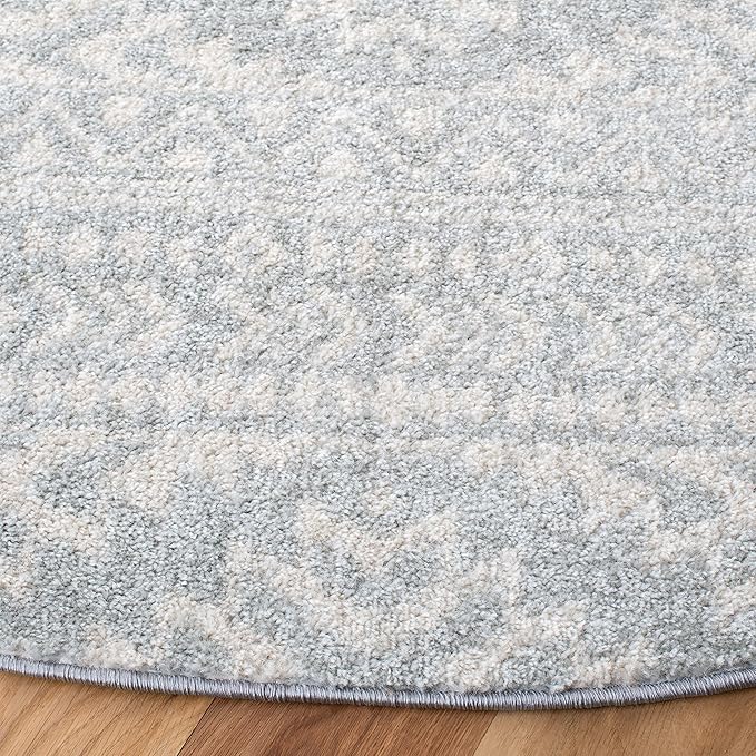 SAFAVIEH Tulum Collection Area Rug - 11' Round, Light Grey & Ivory, Moroccan Boho Tribal Design, Non-Shedding & Easy to Clean, Ideal for Living Room, Bedroom, Dining Space (TUL272F)