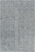 Modern Herringbone Chevron Collection Handcrafted Wool Area Rug - Durable, Zigzag Pattern, for High Traffic, Contemporary Design for Living Room, Bedroom, Dining Room Decor (Denim Blue, 8' round)