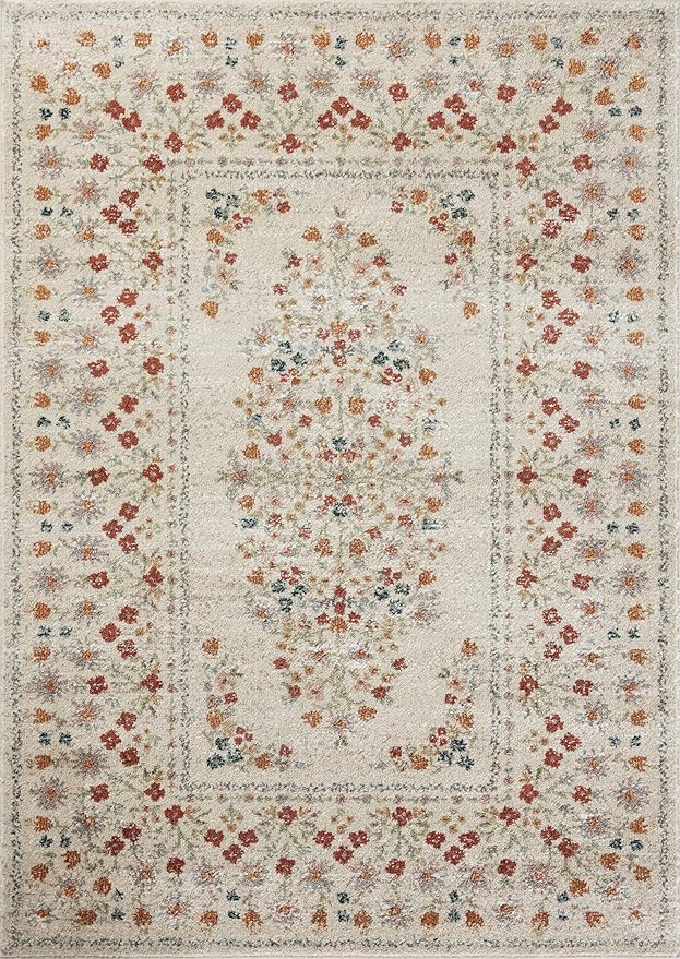 Loloi Rifle Paper Co. Laurel Collection LAU-02 Linen 5'-3" x 7'-8" Area Rug