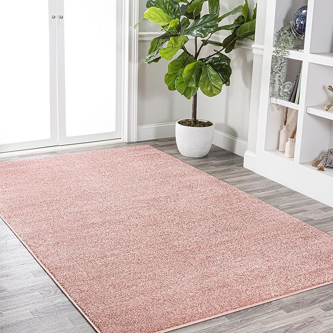 Eyely UES100P-4 Supersoft Haze Solid Low-Pile Indoor Area Rug Casual;Contemporary;Solid;Traditional, Bedroom, Kitchen, Living Room, Easy-Cleaning, Non-Shedding, 4 X 6, Pink