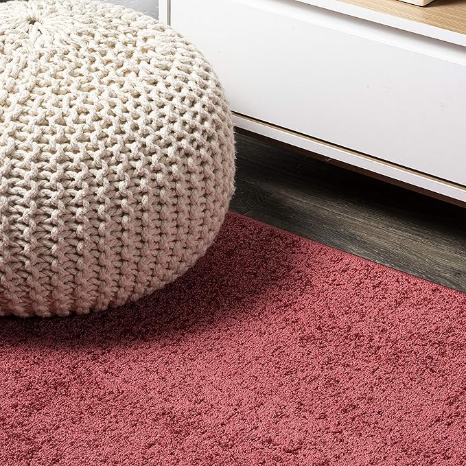JONATHAN Y Haze Solid Low-Pile Red 8' Round Indoor Area Rug, Coastal,Bohemian,Minimalist,Classic, Easy-Cleaning for Living Room,Bedroom,Kitchen,Pet Friendly,Non-Shedding (SEU100E-8R)