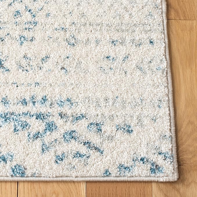 SAFAVIEH Tulum Collection Runner Rug - 2' x 13', Ivory & Turquoise, Moroccan Boho Tribal Design, Non-Shedding & Easy to Clean, Ideal for Living Room, Hallway, Foyer, Bedroom (TUL272E)