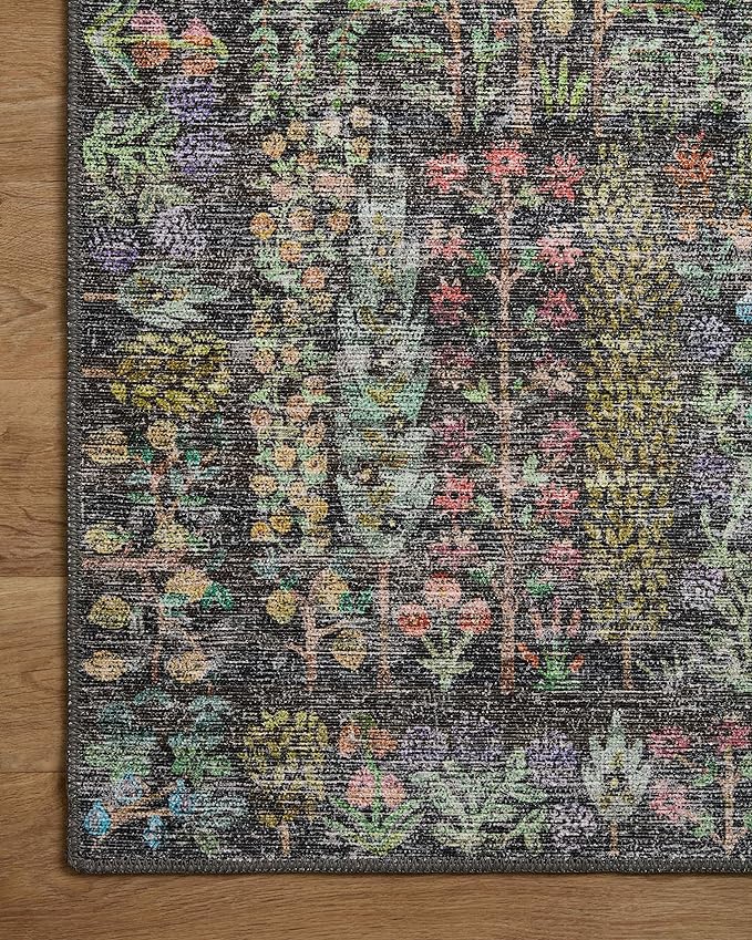 Loloi Rifle Paper Co. Maison Collection MAO-07 Charcoal 3'-0" x 3'-0" Round, .19" Pile Height, Accent Rug