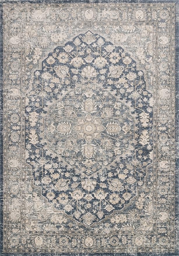 Loloi Teagan Collection TEA-01 Denim/Mist 2'-8" x 13' Runner Rug, Large, Soft Neutral Rug, High-Traffic for Living Room, Bedroom, Home Office, Dining Area