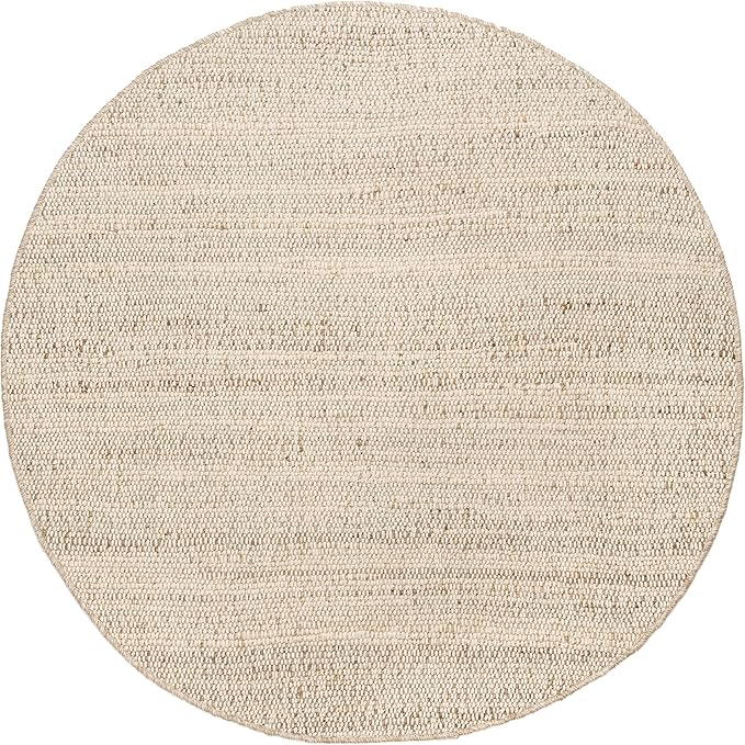 nuLOOM 8 Round Elfriede Jute & Cotton Hand Woven Area Rug, Natural, Solid Rustic Farmhouse Style, Weaved Design, Natural Fiber, For Bedroom, Living Room, Dining Room, Hallway, Office, Entryway