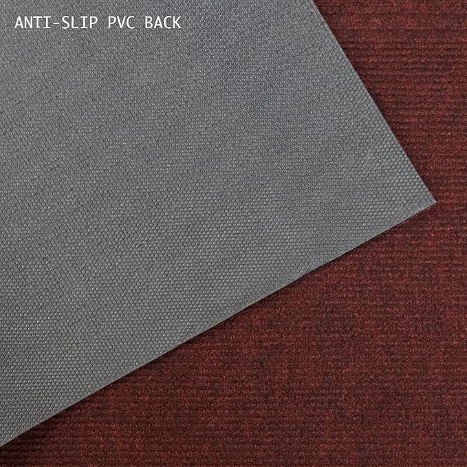 English Home Custom Size Anti Slip Burgundy Design Light Weight Durable TPR Backing Thin Pile Runner Rug (26" x 6')