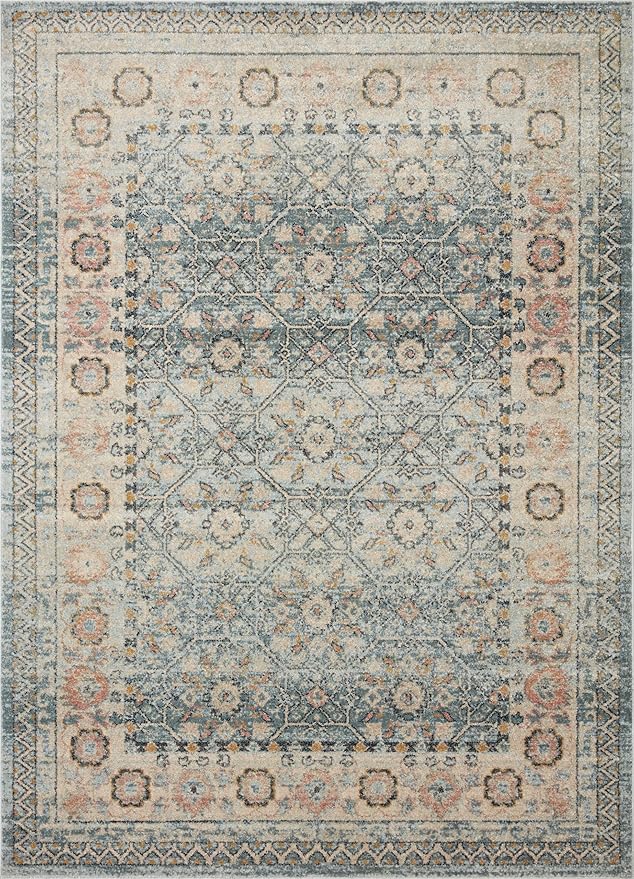 Loloi Jocelyn Collection JOC-04 Sky/Multi 5'-5" x 7'-6" .38" Thick Area Rug