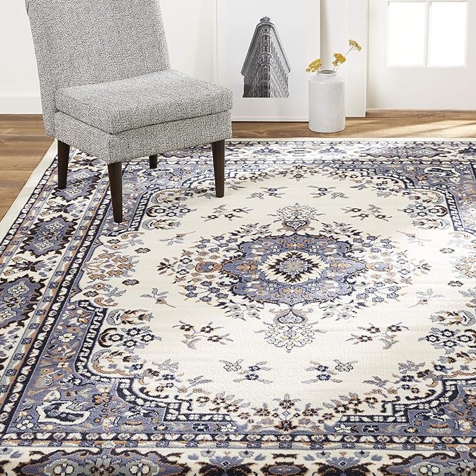 Home Dynamix Premium Sakarya Traditional Medallion Border Area Rug, Porcelain, 5'2"x7'4" Rectangle