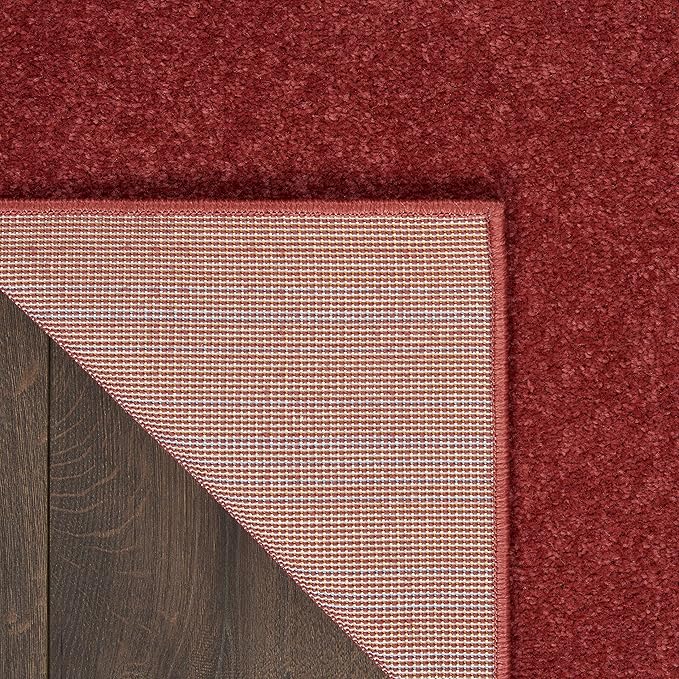 Nourison Home Nourison Essentials Brick Red 5' x Square Area Rug - Easy Clean, Non Shedding, Bed Room, Living Room, Dining Room, Kitchen (5' x Square)