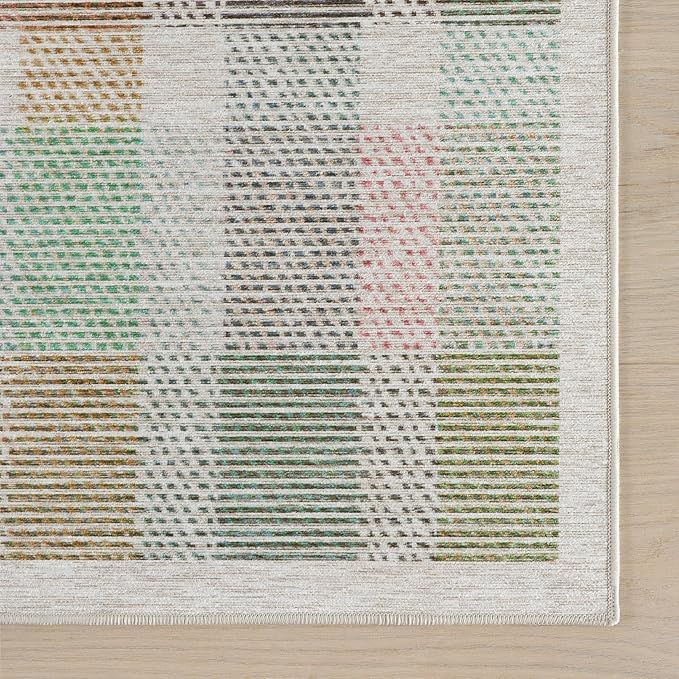 Dash & Albert Chanan Plaid Multi Machine Washable Rug, 6 X 9 Feet, Multicolored/Ivory Plaid Pattern