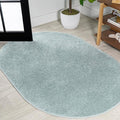 Eyely UES100S-5OV Supersoft Haze Solid Low-Pile Indoor Area Rug, Coastal, Bohemian, Minimalist, Classic, Casual for Bedroom,Kitchen,Living Room,Non Shedding,Easy-Washing, Blue, 5 X 8 Oval