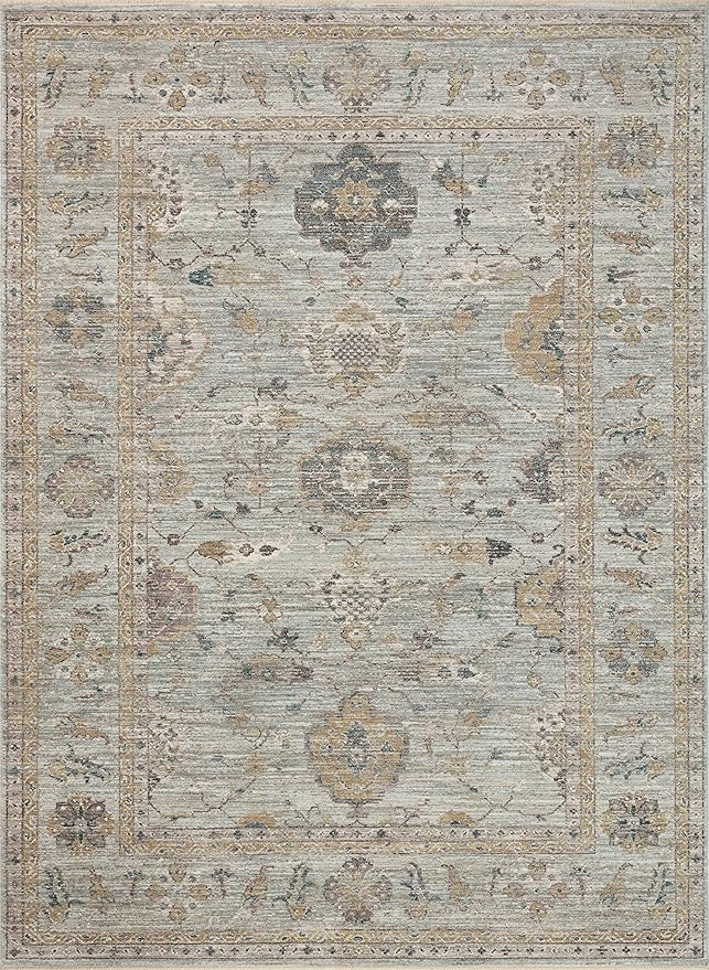Loloi Magnolia Home by Joanna Gaines Millie Collection MIE-02 Sky/Gold 2'-7" x 14', .25" Pile Height, Runner Rug