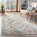 SAFAVIEH Madison Collection Accent Rug - 4' x 6', Blue & Yellow, Boho Diamond Distressed Design, Non-Shedding & Easy Care, Ideal for High Traffic Areas in Entryway, Living Room, Bedroom (MAD418K)