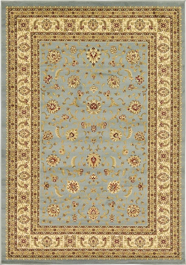 Unique Loom Voyage Collection Traditional Oriental Classic Intricate Design Area Rug (7' 0 x 10' 0 Rectangular, Light Blue/Gold)