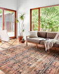 Loloi Layla Collection LAY-14 Mocha/Blush 7'-6" x 9'-6" .13" Thick Area Rug, Soft, Durable, Vintage Inspired, Distressed, Low Pile, Non-Shedding, Easy Clean, Printed, Living Room Rug