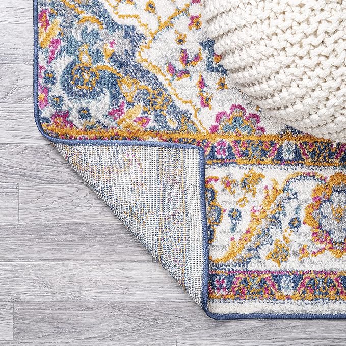 JONATHAN Y Boho Vintage Fuchsia/White Runner Rug, 2x8, Bohemian Flair Medallion, Floral Easy-Cleaning High Traffic for Living Room, Bedroom, Kitchen, Pet-Friendly, Non-Shedding (BMF106C-28)