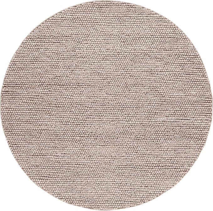 SAFAVIEH Natura Collection Area Rug - 8' Round, Brown, Handmade Wool Blend, Textured Design, Ideal for Living Room, Bedroom, Dining Space (NAT620T)